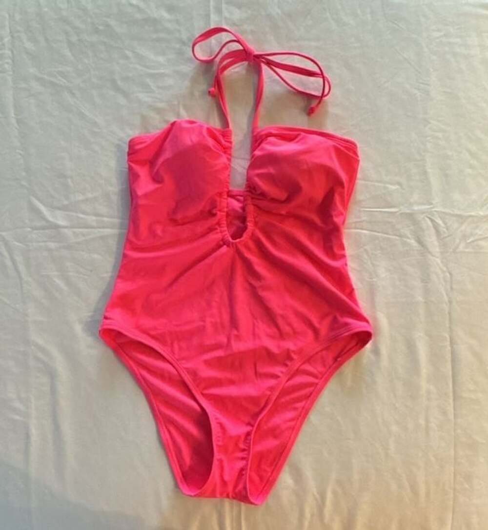 Shade & Shore Women's Halter Keyhole Bandeau One Piece Swimsuit